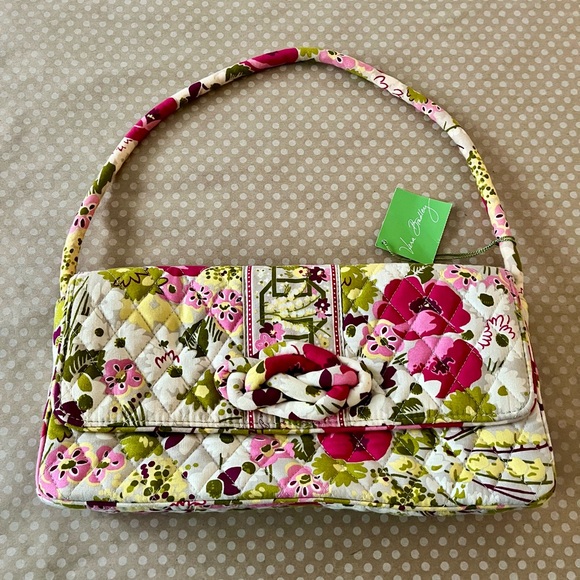 Vera Bradley Handbags - Vera Bradley Pink and Green Floral Quilted Shoulder Bag